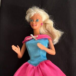 1966 Barbie Twist and Turn Doll with Blue and Pink Dress